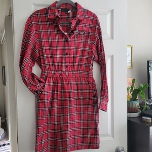 LOVE MOSCHINO Red & Black Tartan Plaid Dress 4 NWT Made In Italy 100% Cotton